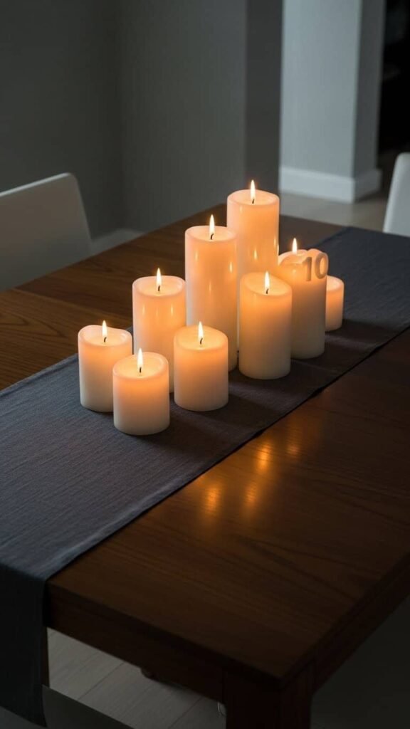 A modern dining table featuring a cluster 