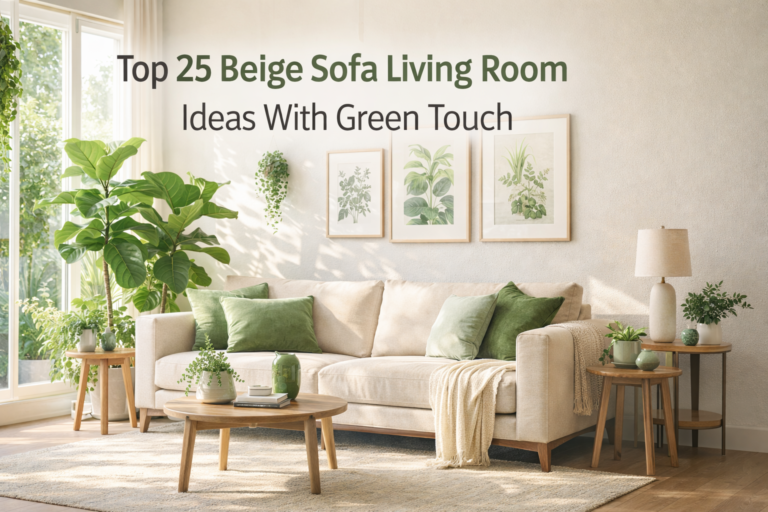 25 Beige Sofa Living Room Ideas with Green Touch