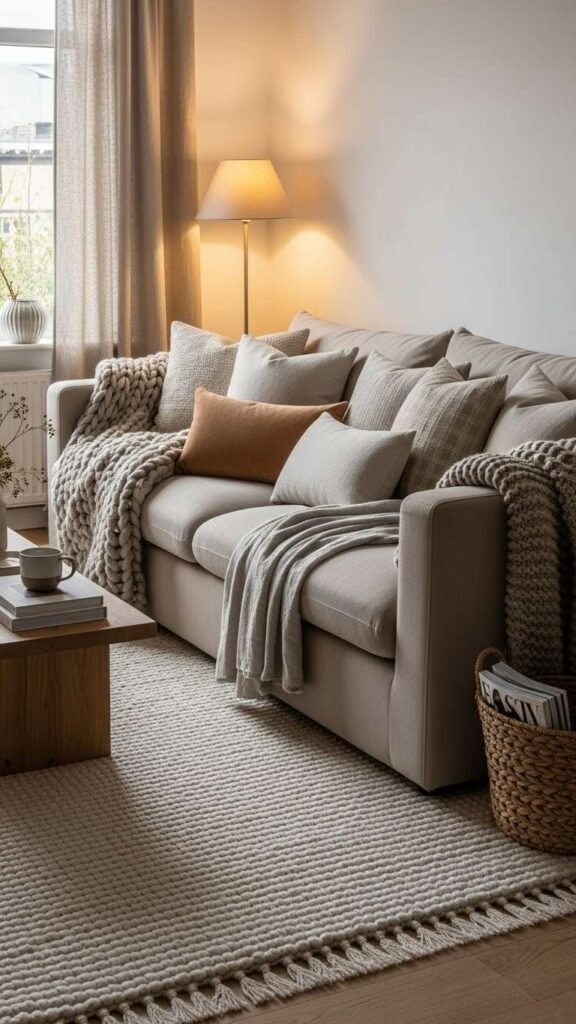 Beige Sofa with Rich Textures