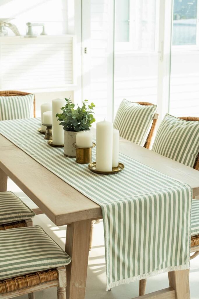 Green Dining Room with Indoor Tree
