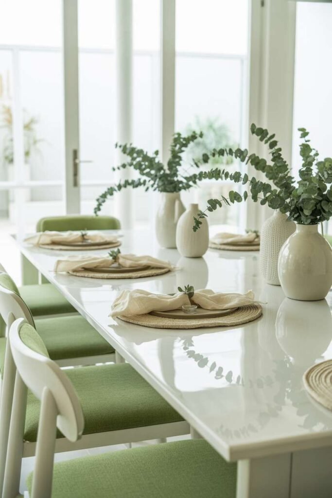 Green and White Dining Harmony