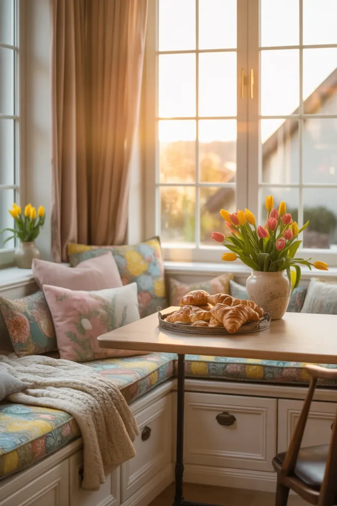 Window Seat Transformation into Dining Nook