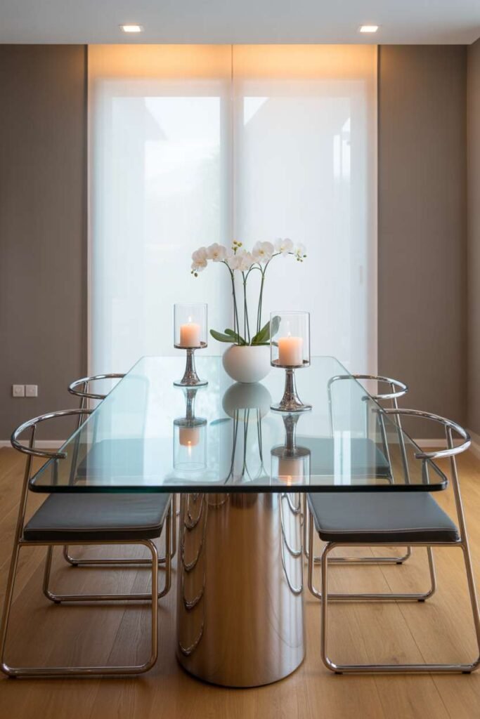 Modern Glass and Metal Dining Style