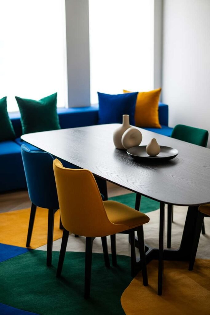 Dining Room with Bold Color Accents