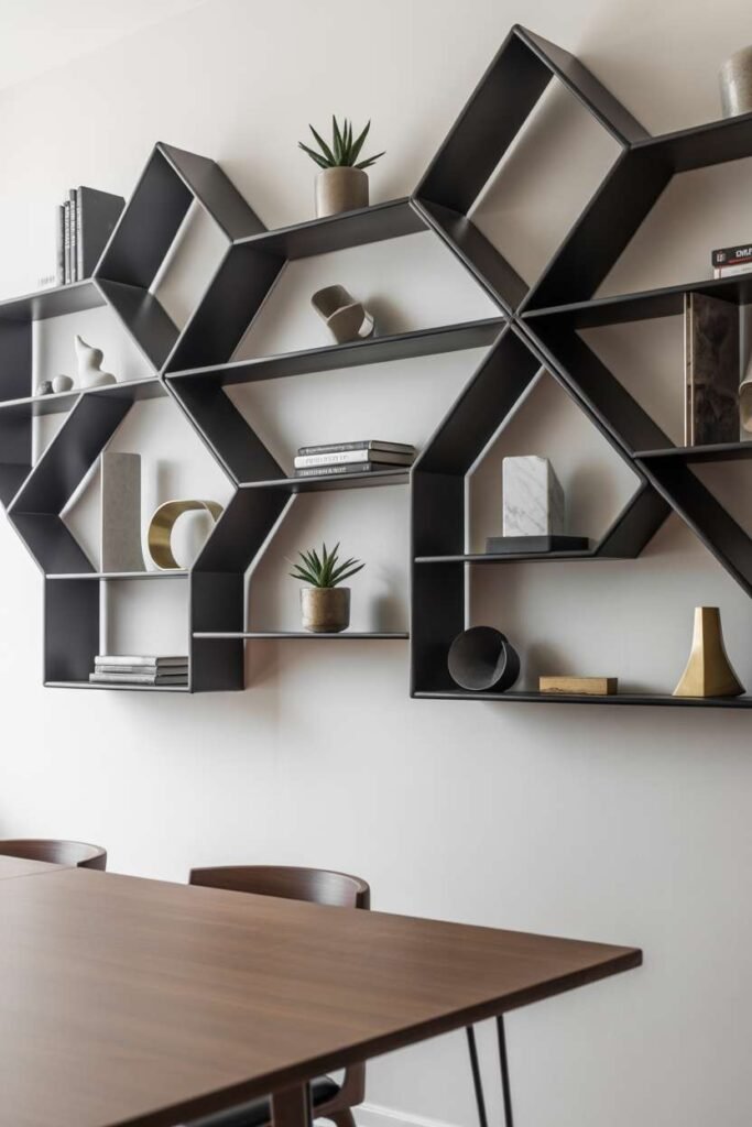 Modern Geometric Shelf Styling