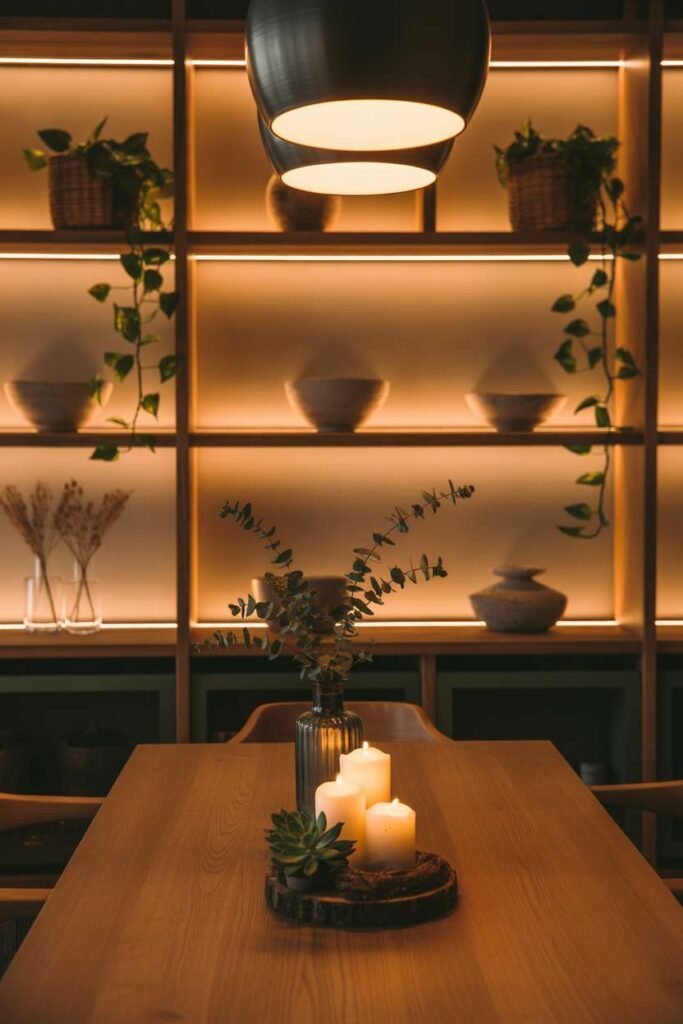 Dining Shelf with Soft Lighting Decor