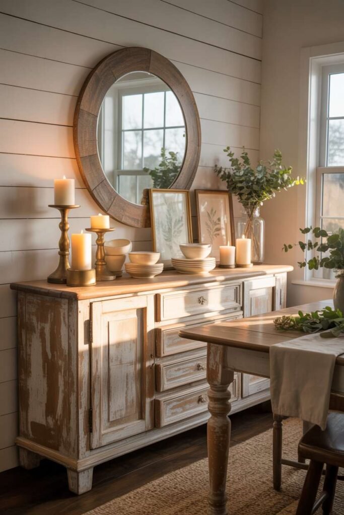 Rustic Farmhouse Buffet Table Setup
