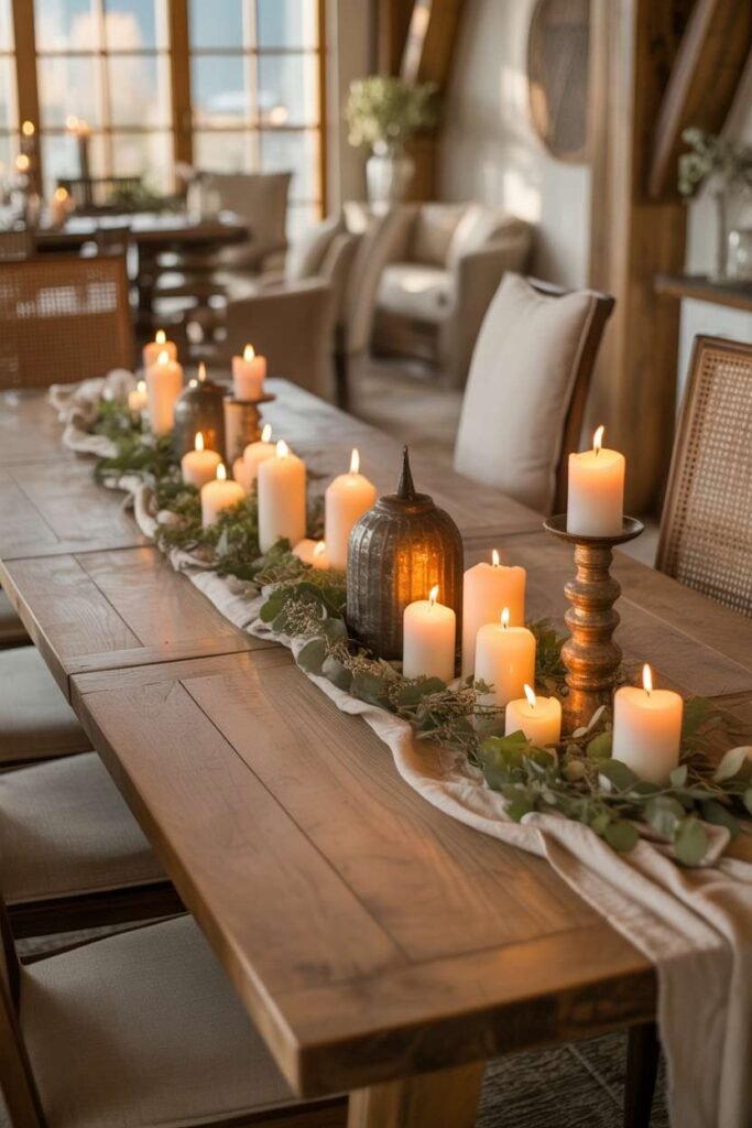  Rustic Candle Centerpiece Dining Table