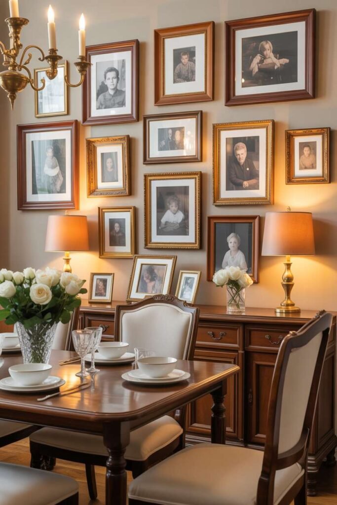  Traditional Dining Room with Framed Family Portraits
