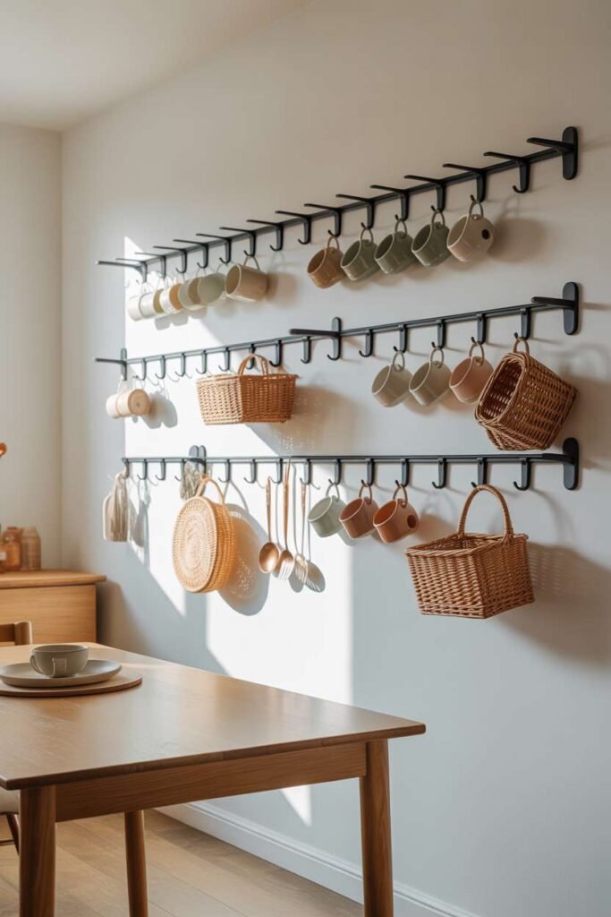  Vertical Wall Storage with Hooks