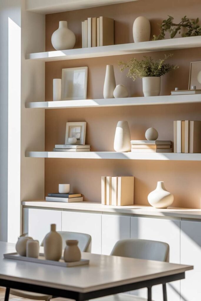  Dining Shelf with Minimal Monochrome Look