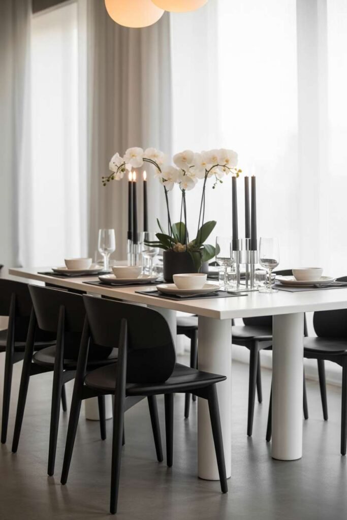  Black and White Dining Contrast