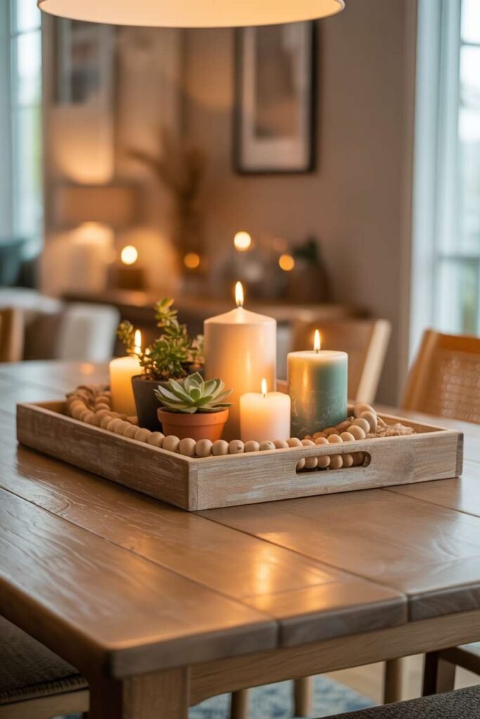  Wooden Tray Centerpiece Styling