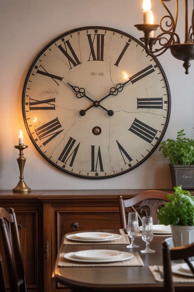 Traditional Dining Room with Vintage Clock Feature