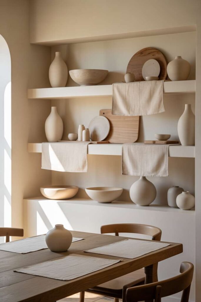 Dining Shelf with Neutral Layered Decor