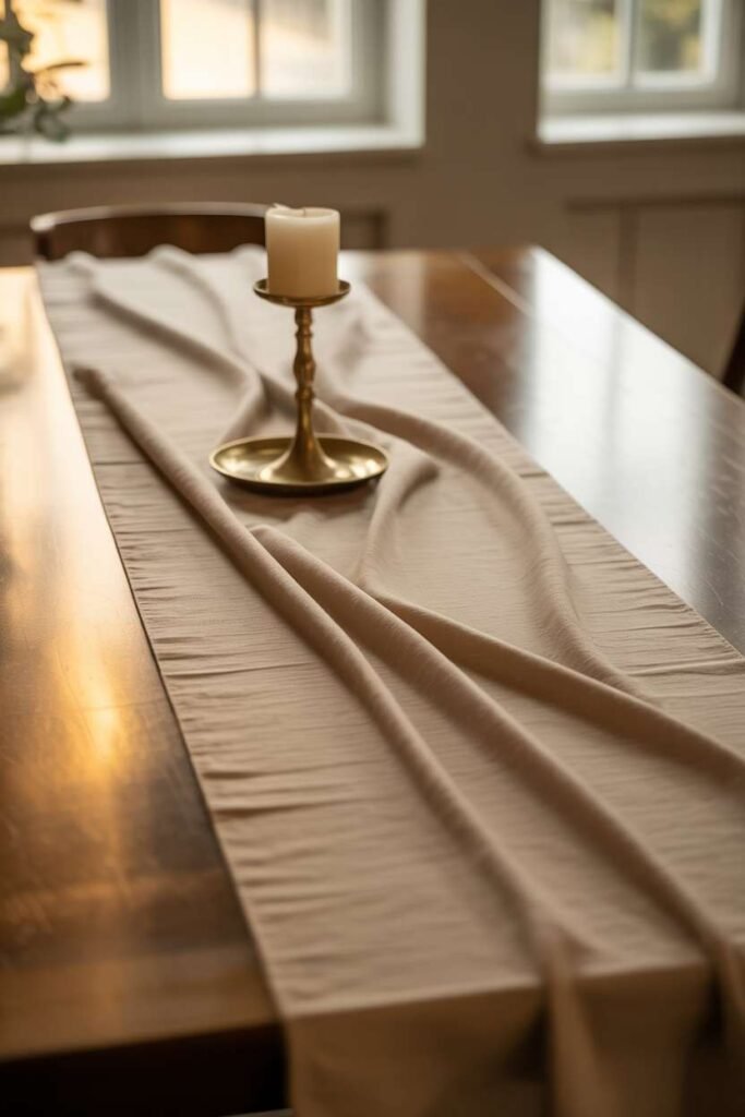 Layered Table Runner with Neutral Tones