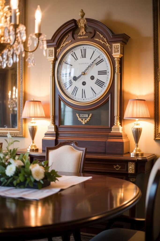  Traditional Dining Room with Classic Wall Clock