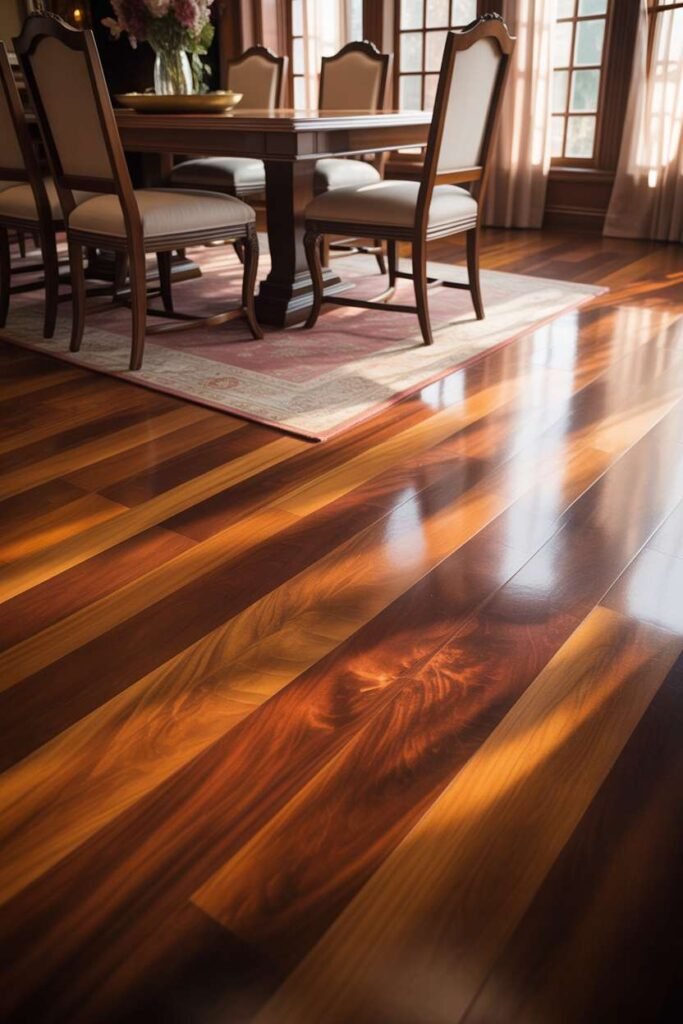  Traditional Dining Room with Wooden Flooring Focus