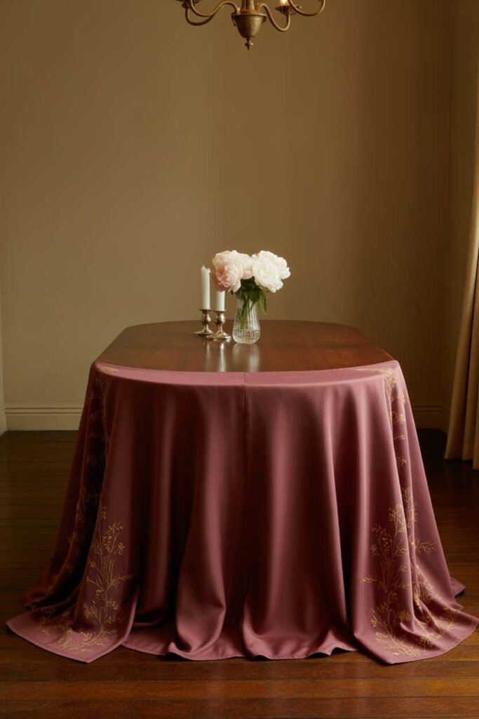 Traditional Dining Room with Elegant Tablecloth