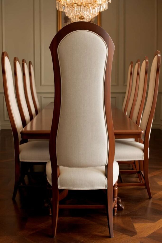 Traditional Dining Room with Tall Back Chairs
