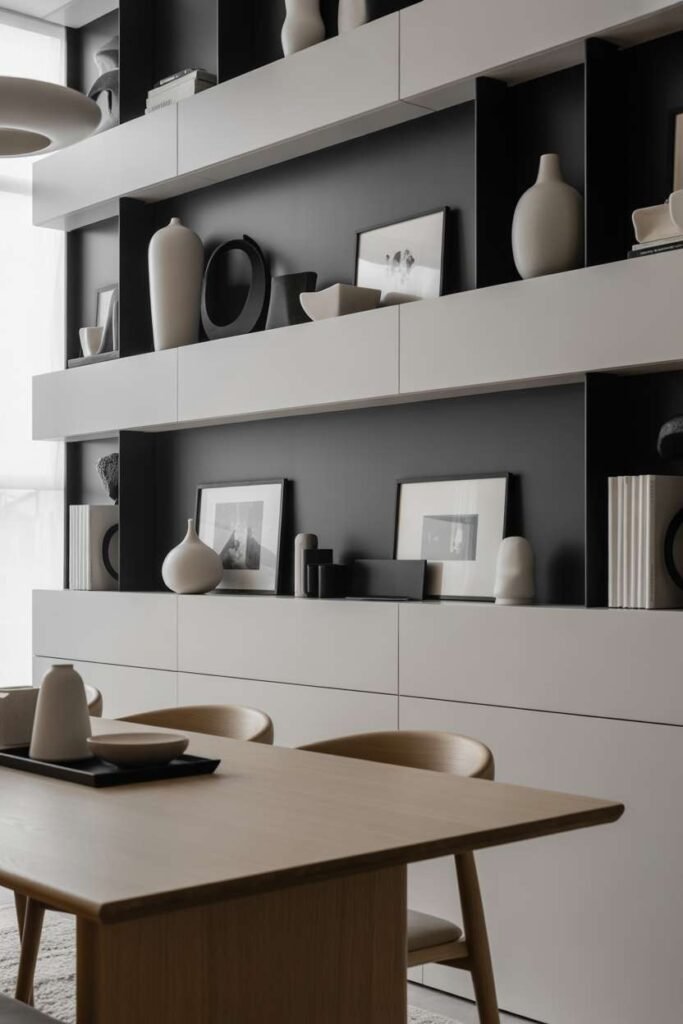 Minimal Black and White Shelf Decor