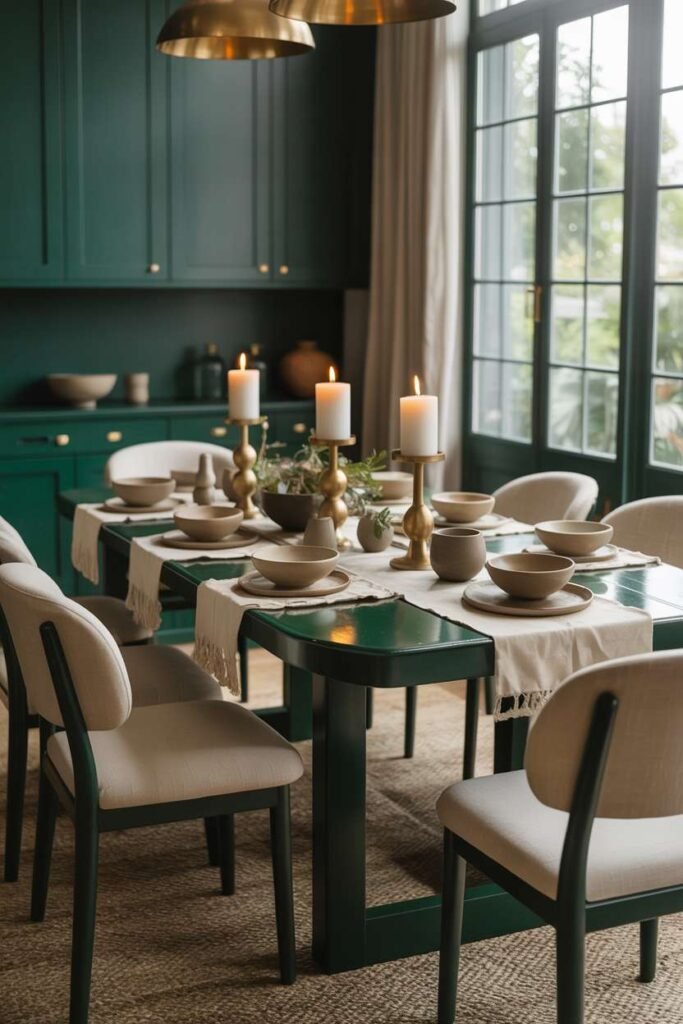 17. Dark Green Dining Furniture Statement