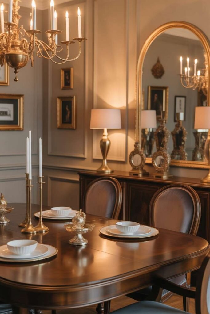 Traditional Dining Room with Gold Accents