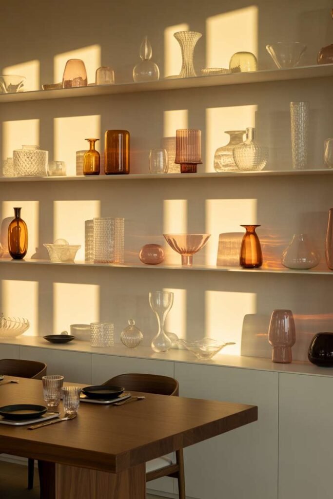 Dining Shelf with Elegant Glass Decor