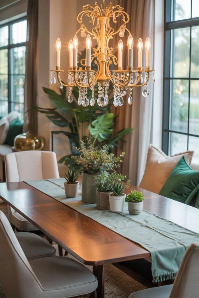 32. Green Dining Room Shelf Styling