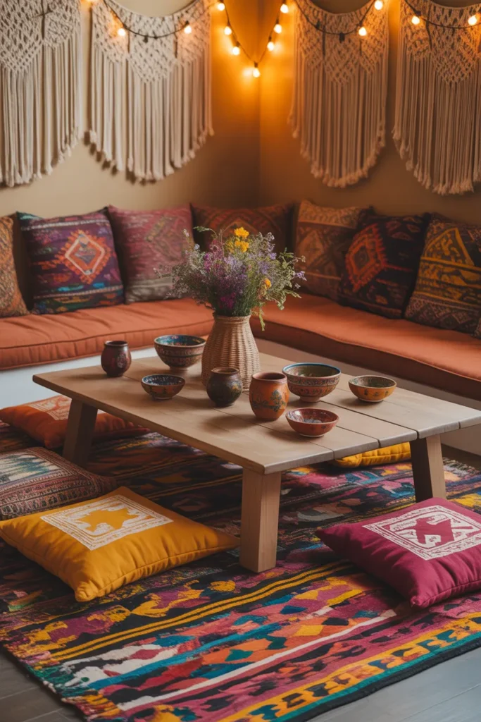 Bohemian Layers of Textiles and Cushions