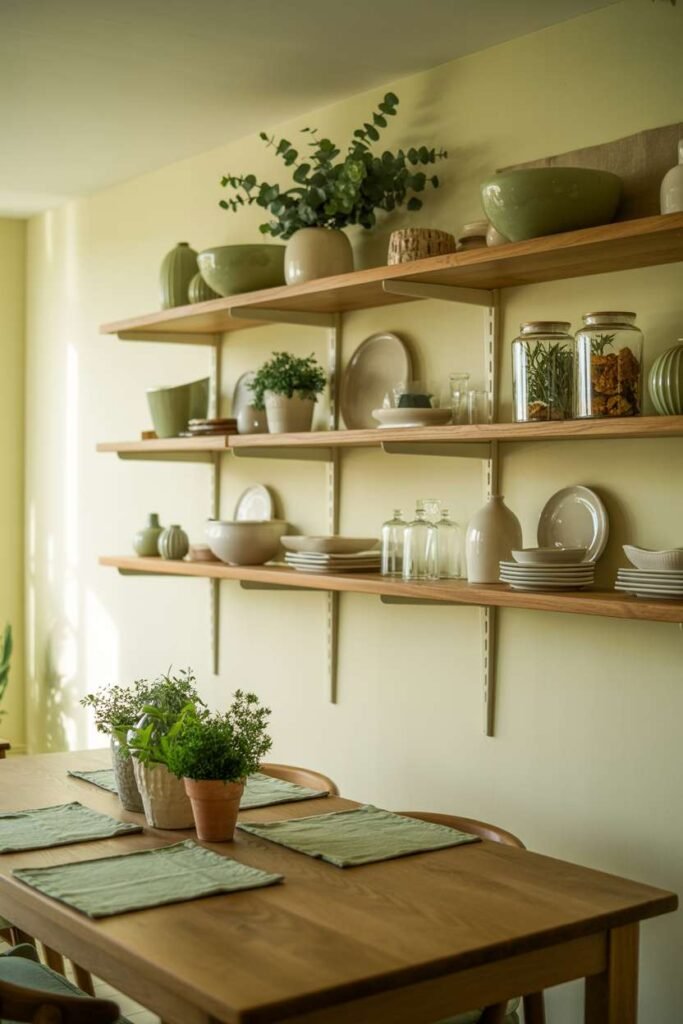 Green and White Striped Dining Accents