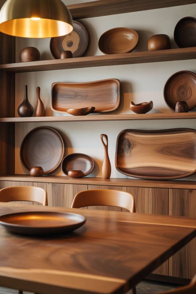 Dining Shelf with Natural Wood Accents