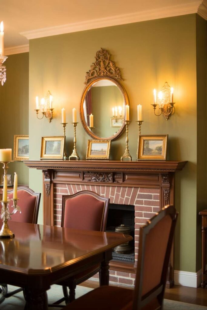 . Traditional Dining Room with Fireplace Feature