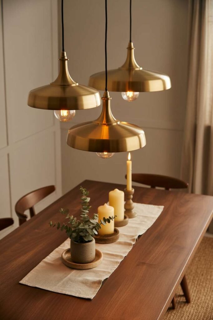 Dining Room with Hanging Lights