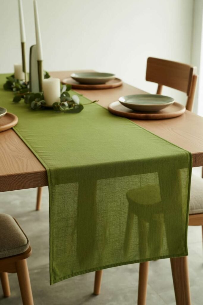 6. Green Table Runner Styling