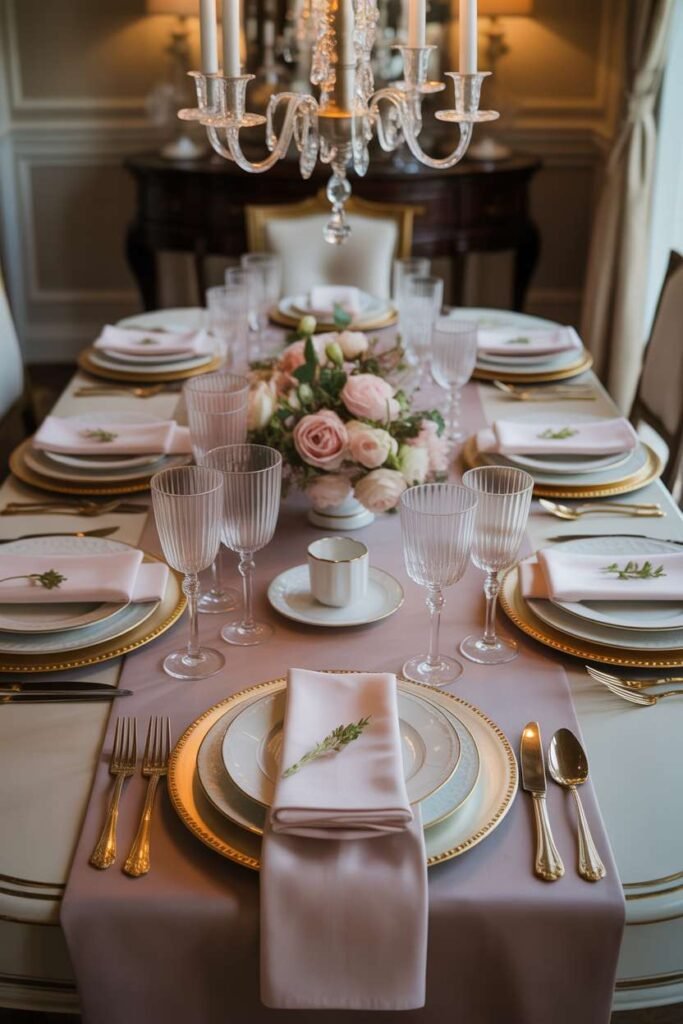  Formal Dining Table with Layered Table Setting