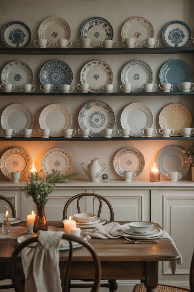 Vintage Dish Display Shelves
