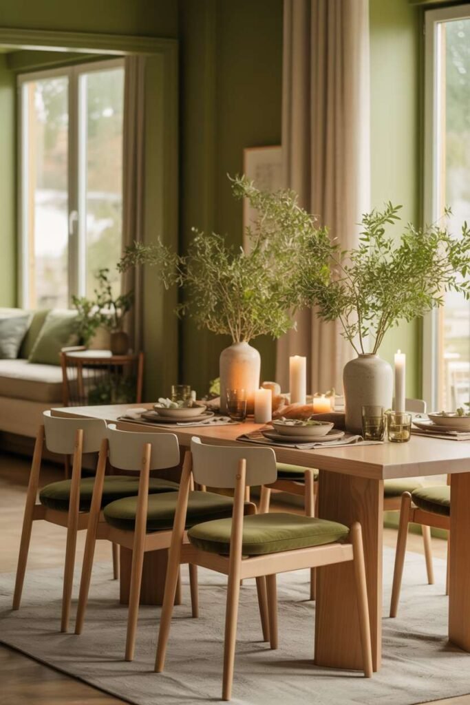 11. Olive Green Dining Room Theme