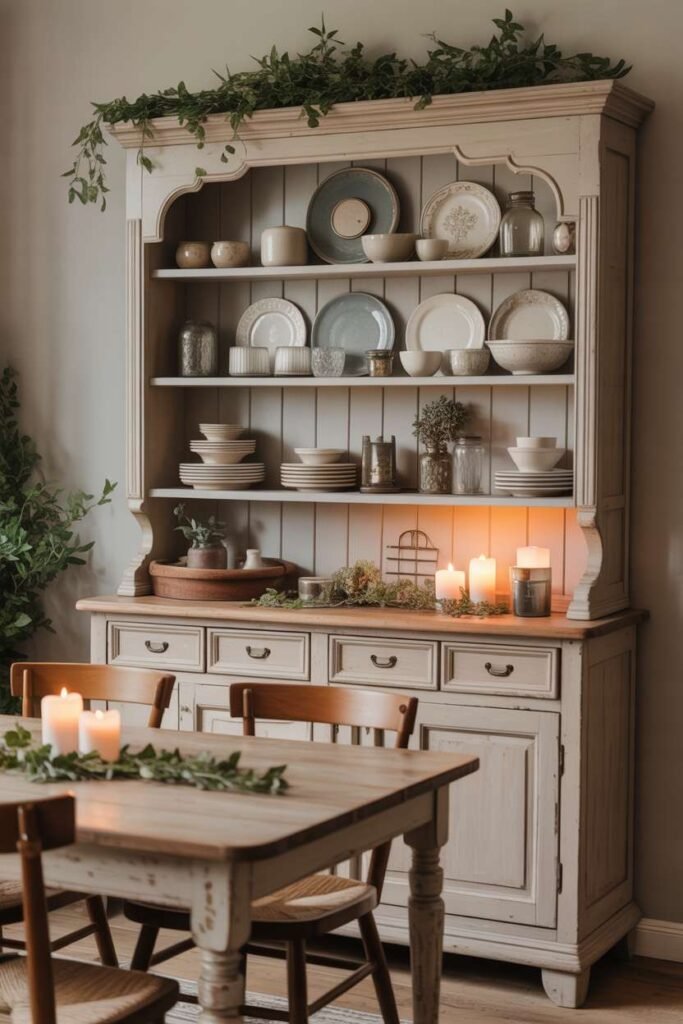 Farmhouse Vintage Cabinet Display