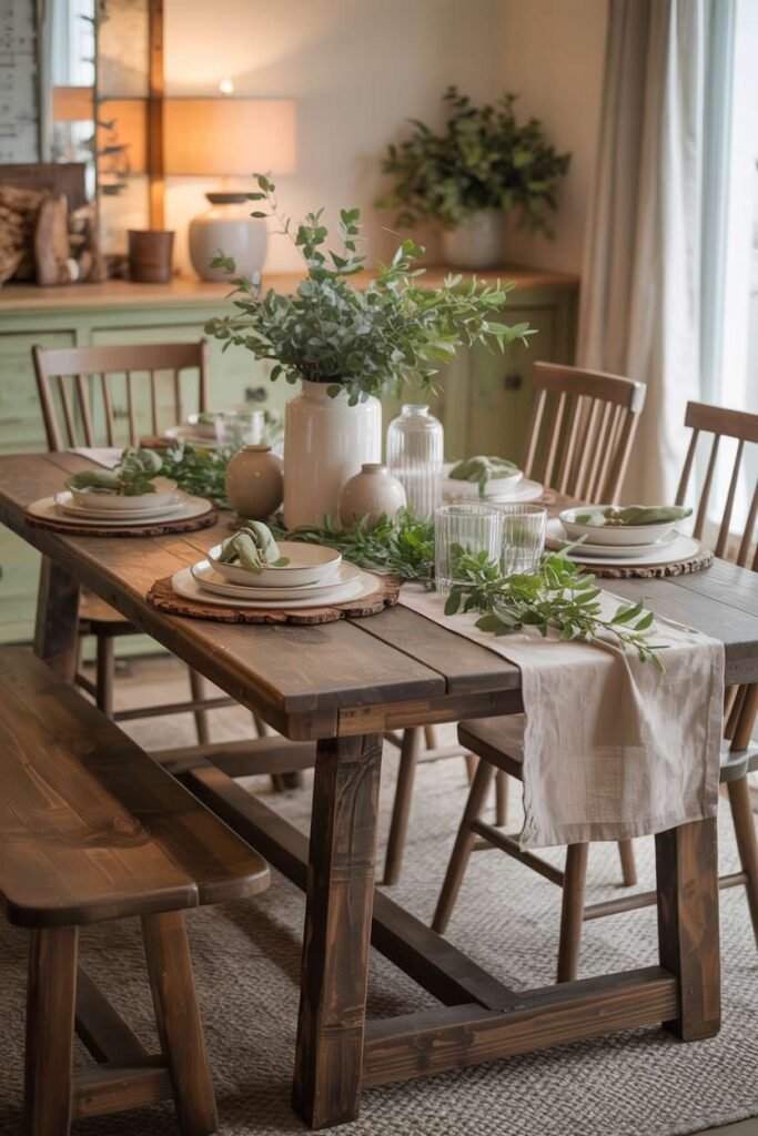Rustic Green Farmhouse Dining Look