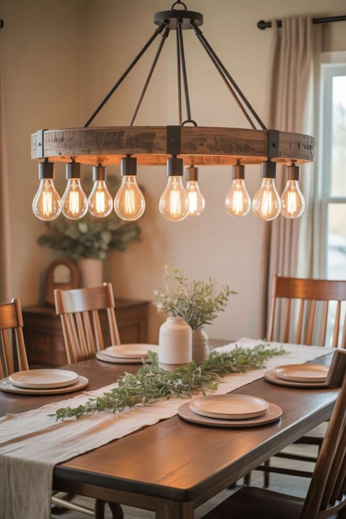 Rustic Wooden Chandelier Focus