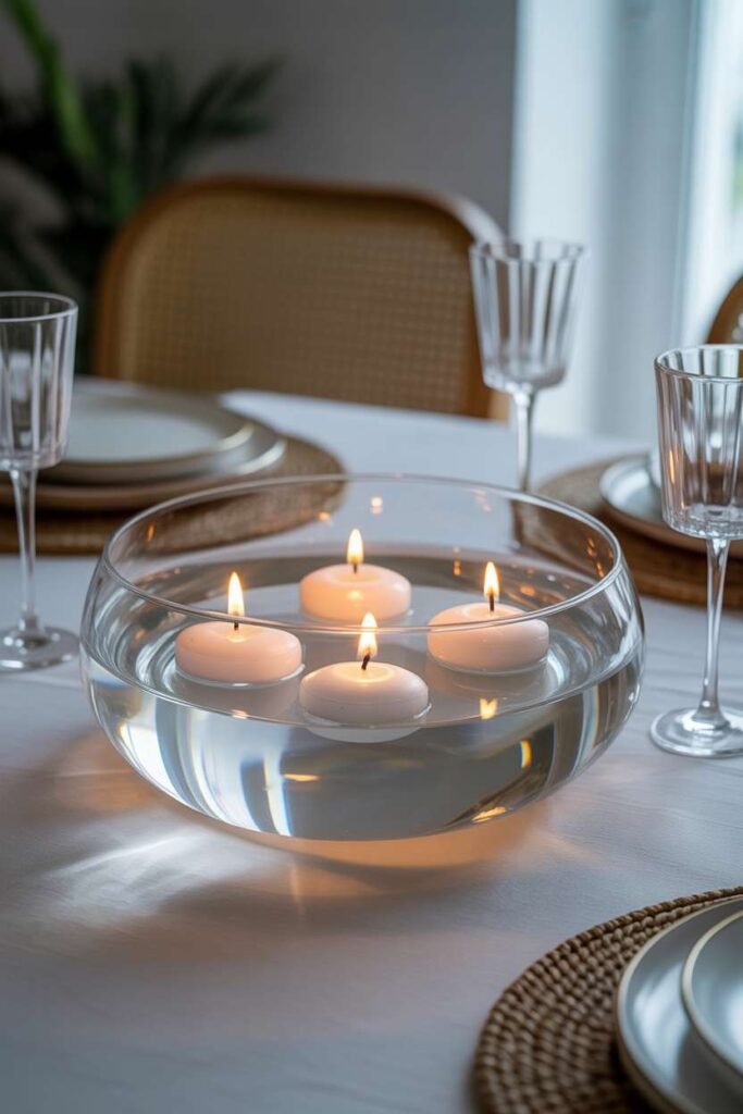  Glass Bowl with Floating Candles