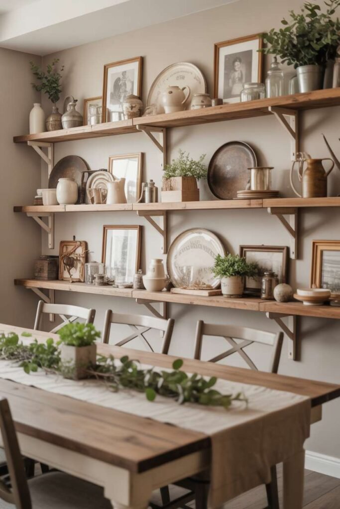 37. Rustic Farmhouse Vintage Wall Shelves
