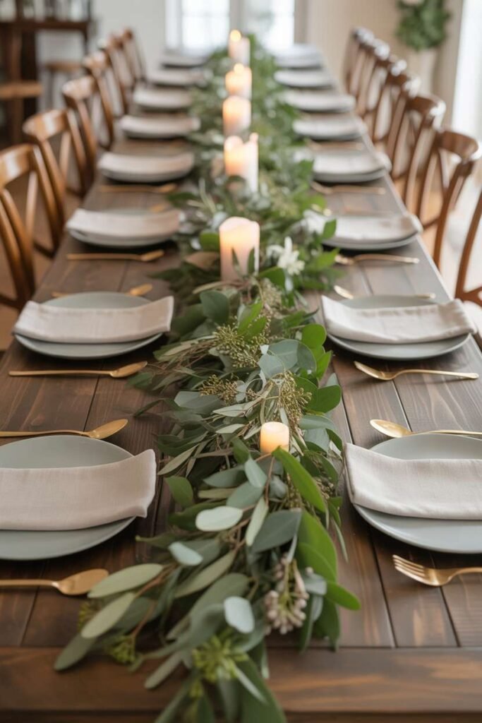 Rustic Farmhouse Green Garland Table