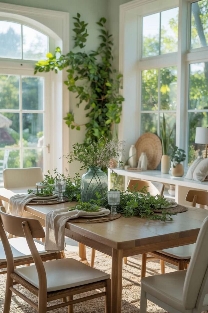 30. Green Dining Room with Natural Light Focus