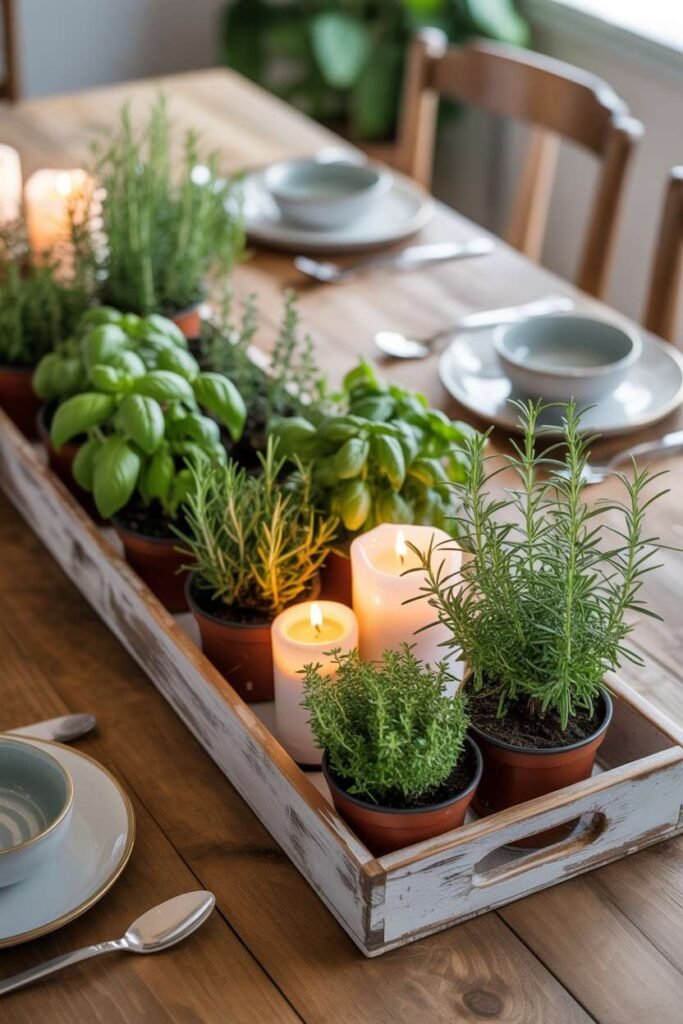 Fresh Green Herb Tray Styling