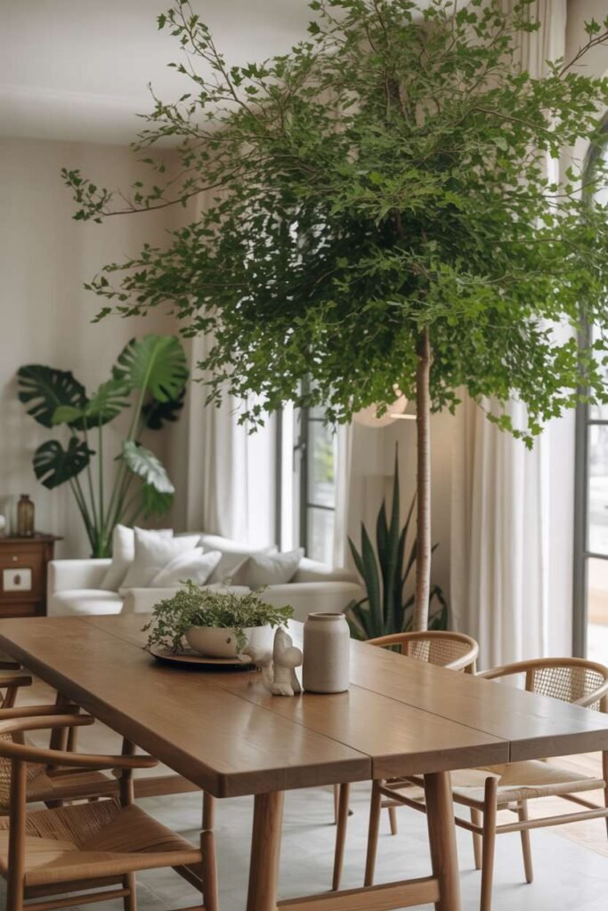 31. Green Dining Room with Gold Lighting