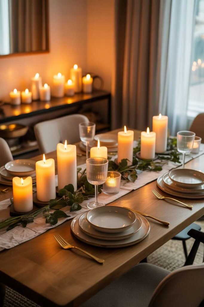  Cozy Candlelight Dining Ambiance