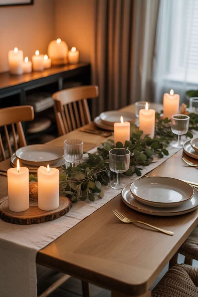Cozy Candlelit Dining Setup