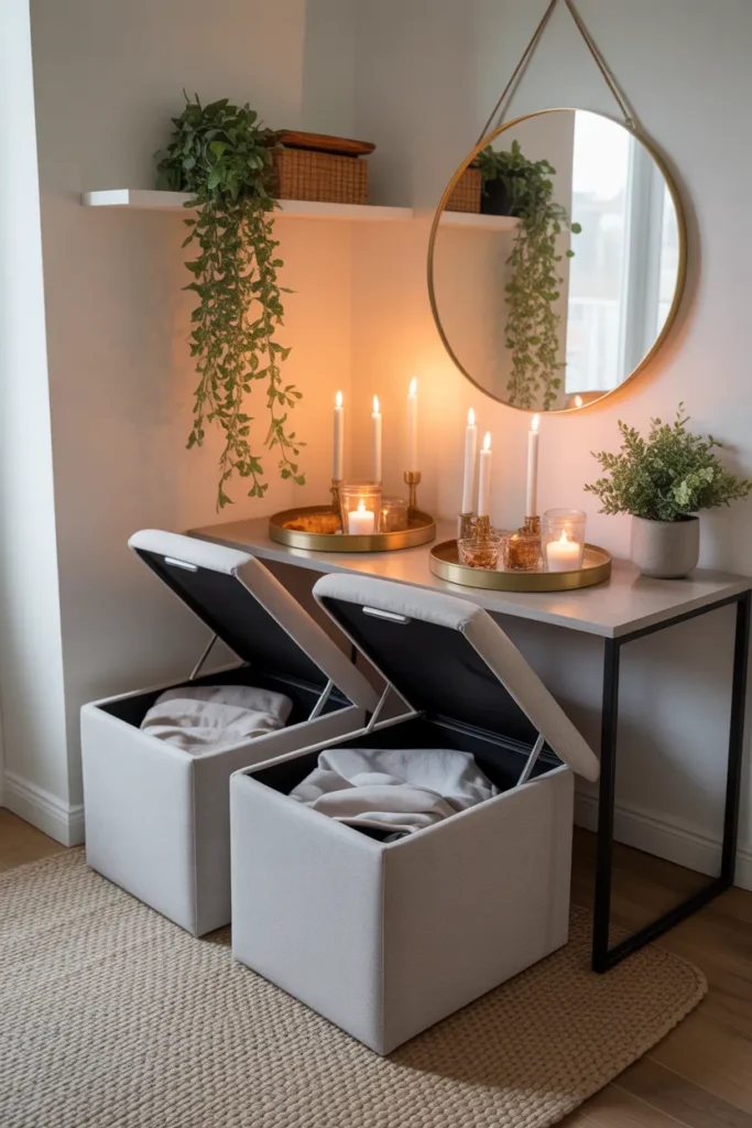 Storage Ottomans as Extra Seating and Tables